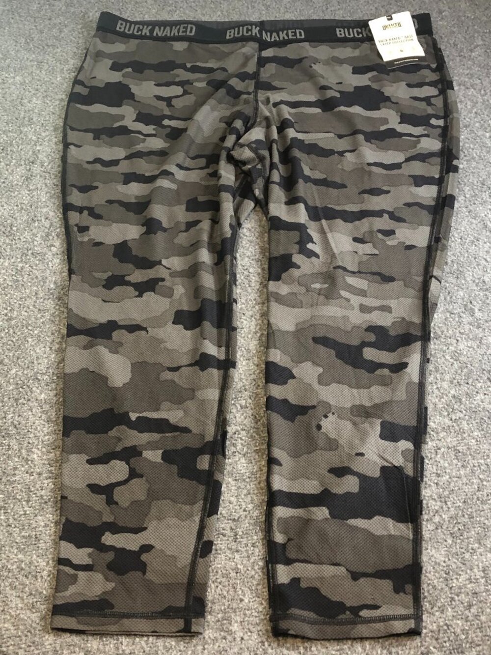 Duluth Trading Go Buck Naked Base Layer Leggings Mens XXL Camo Black Gray